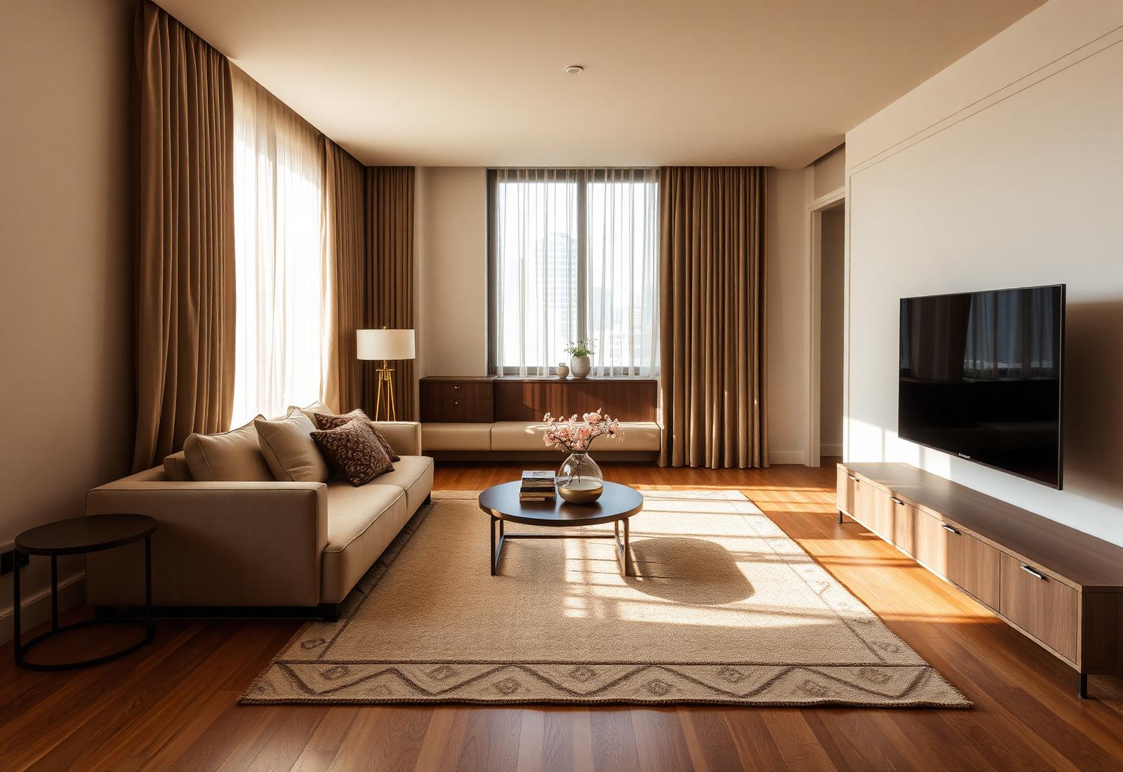 Warm natural light in a Singapore condominium living space